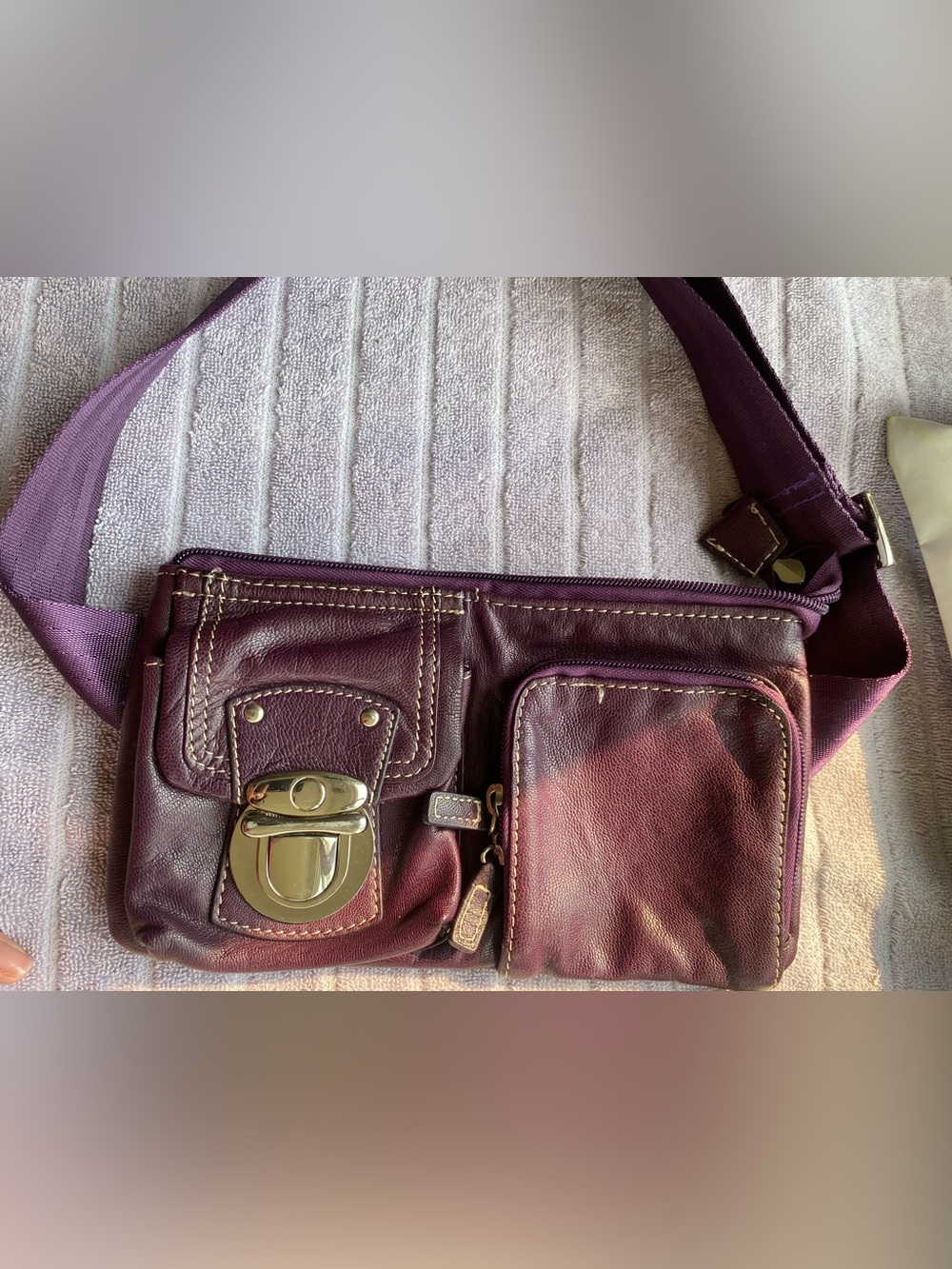 Vintage Danier Genuine Leather Multi-Pocket Belt Bag / Fanny Pack – Deep Purple